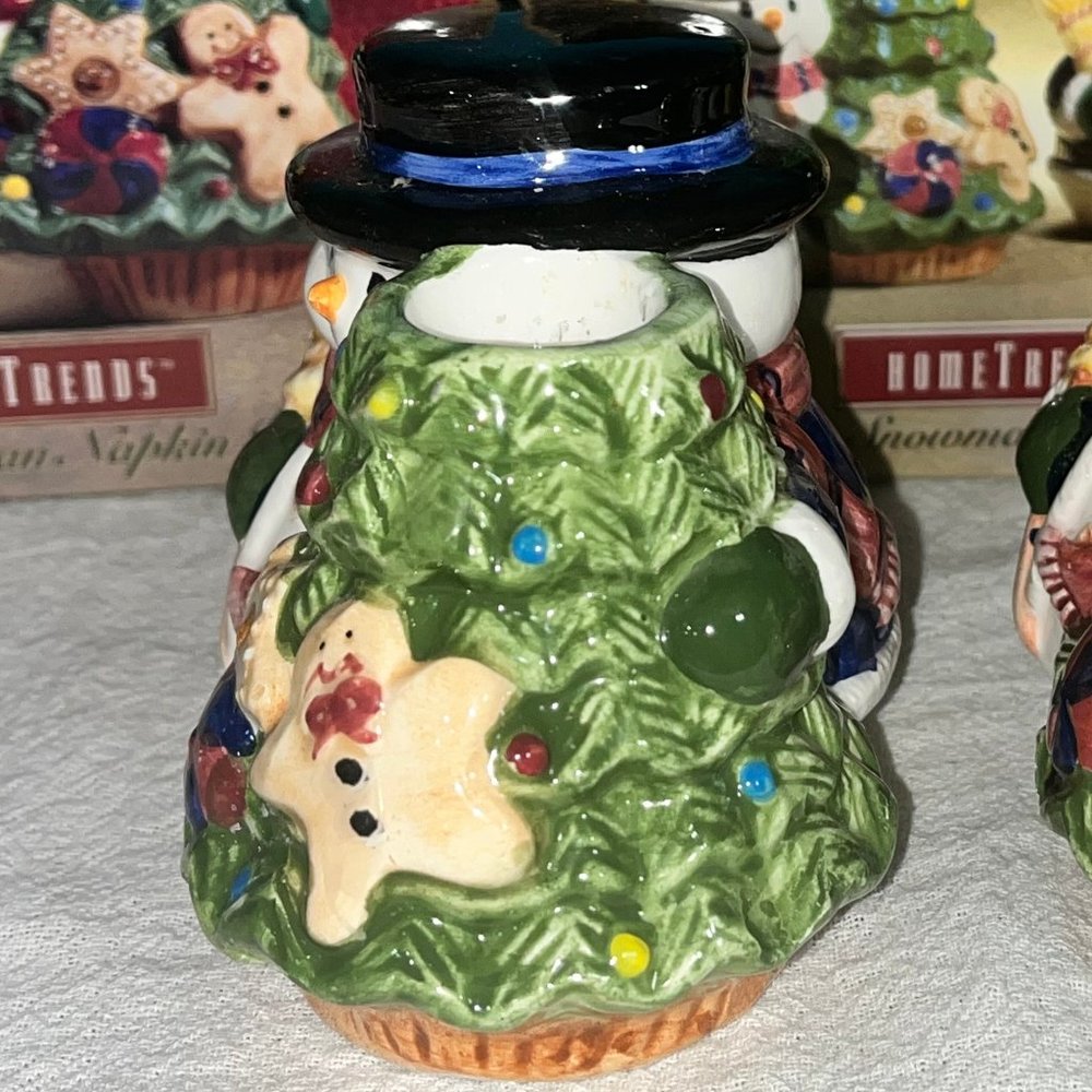 Vintage Ceramic Snowman Napkin Holder, Candle Holders, Salt and Pepper Set - Picture 9 of 16